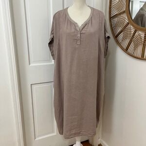European Culture‎ Linen Tunic Dress Oversize Sm Taupe Lagenlook Lagom Minimalist